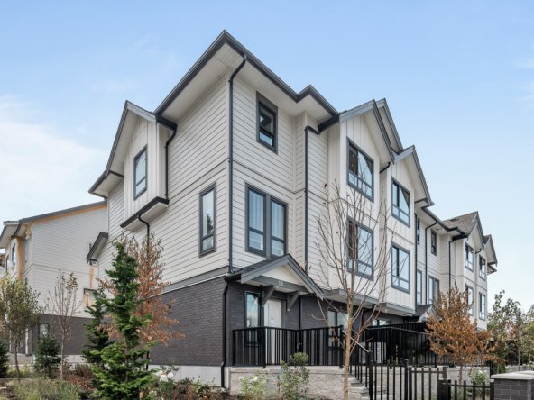 Exterior view of Signature Townhomes in Surrey with modern design.