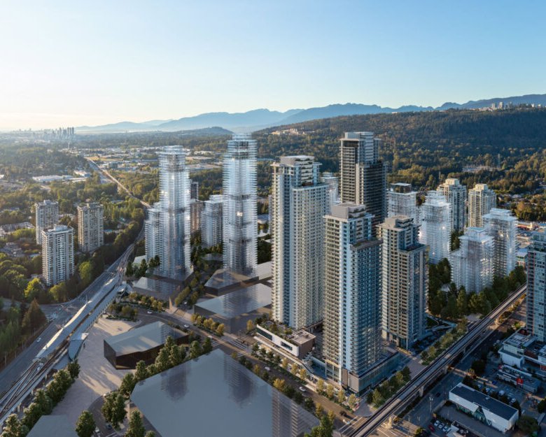 view from the skytrain station to the building