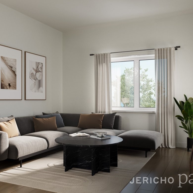 Modern living room interior at Jericho Park.